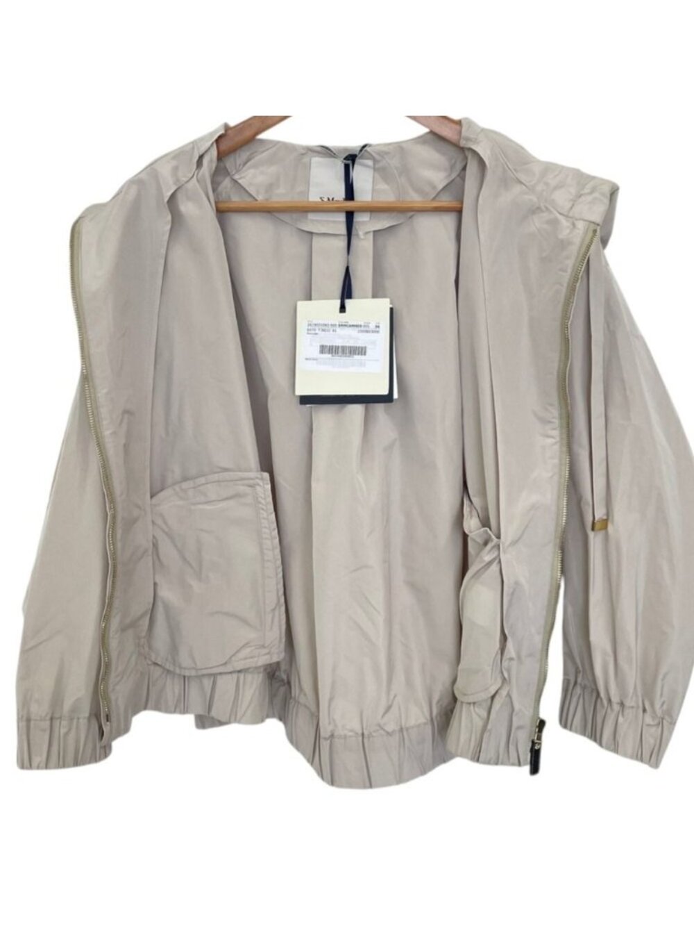 Max Mara 'S Smmcammeo Short Taffeta Jacket Rain Hoodie 36 Beige - Picture 4 of 12